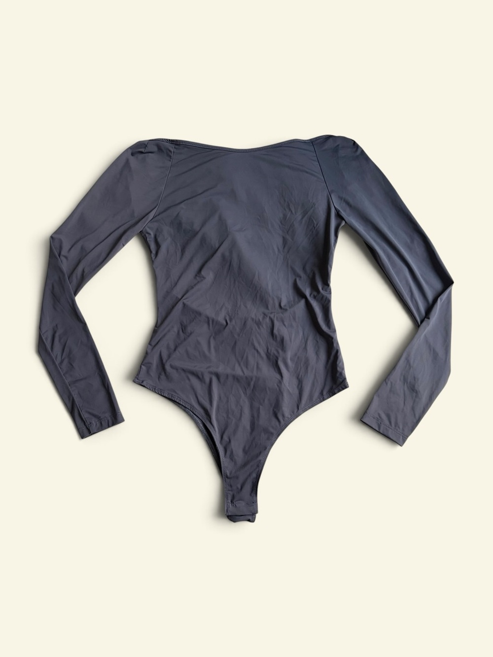 Princess Polly Long Sleeve Backless Bodysuit Grey Boat Neck Minimalist Women's 4